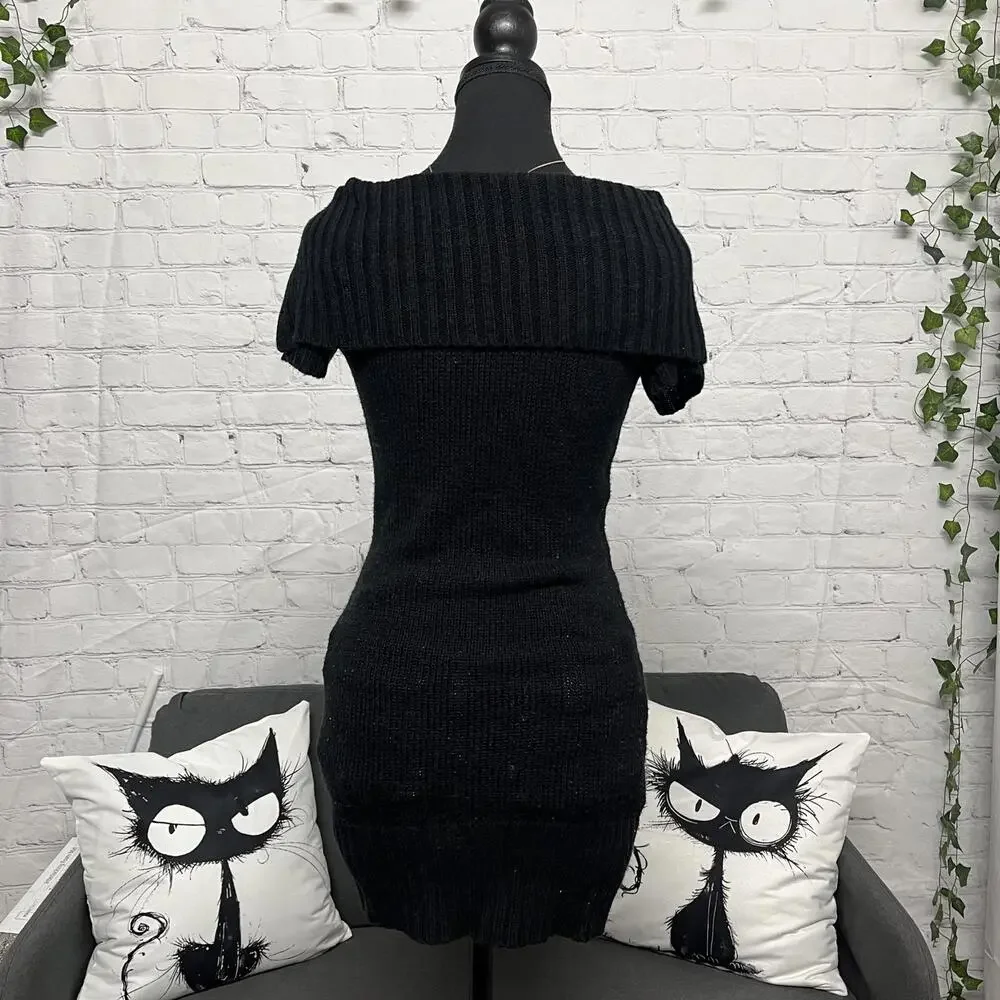 00s black off the shoulder adjusted mini dress - Picture 5 of 6